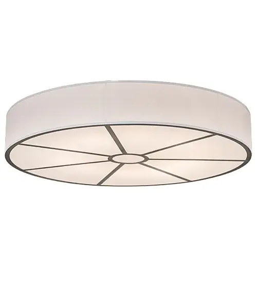 Designed with a curvaceous profile that fits into luxury homes; hotels and other commercial and hospitality locations. This ceiling fixture defines a distinctive sophisticated aesthetic. The White Textrene shade is complemented with hardware and accents featured in a Nickel powder coat finish and enhanced with a Statuario Idalight bottom diffuser. Custom crafted by highly skilled artisans in our 180;000 square foot manufacturing facility in Yorkville; NY. Custom sizes; finishes and diffuser colors available. UL and cUL listed for dry and damp locations however we do not recommend installing it in spaces that experience a large amount of moisture due to the fabric shade. - alternate view