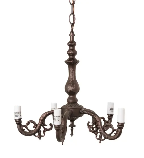 Every Meyda Tiffany item is a unique handcrafted work of art. Natural variations in the wide array of materials that we use to create each Meyda product make every item a masterpiece of its own. Photographs are a general representation of the product. Colors and designs will vary. Collection: Fancy Finish: Mahogany Bronze Glass: Beige Width: 16.00" Height: 21.00" Length: 16.00" Weight: 5.00 lb Number of Bulbs: 5 Maximum Wattage: 60.00 W Bulb Type: BA9 Bulb Base: E12 Material: Steel Country of Origin: CHINA Safety Listing: Dry Safety Rating: Damp