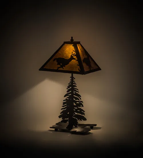 22" High Deer on the Loose W/Lighted Base Table Lamp