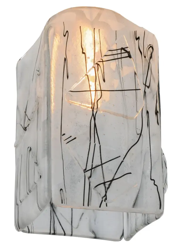 A sweet design with a mouth-watering fused glass lighting effect; the Licorice shade offers a cool look created from hot; high-fired glass and designed to fall into a draped art glass shape. Licorice Black streaks are highlighted against the Clear Glass background. Pair or configure the shade with pendant or wall sconce hardware to utilize it in the setting that suits your needs. The Metro Fusion Licorice Draped Shade is included in our American-made; American-designed; handcrafted Fused Glass Collection; which is manufactured in Yorkville; New York. Each shade is a unique work of art with color variations based on natural ingredients inherent in the glass. The Quality Bent Glass division of Meyda Lighting is over 100 years in the making. Today; we are still creating timeless masterpieces using tools and methods from the days when we supplied Tiffany Studios. Fused glass colors and metal finishes are customizable; as each fixture is handcrafted to order.