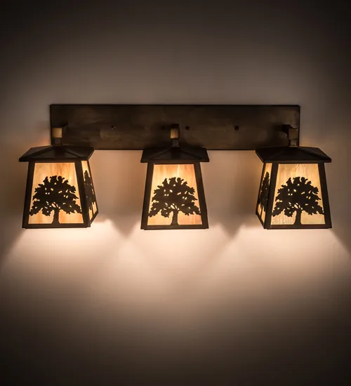 32" Long Oak Tree 3 Light Vanity Light