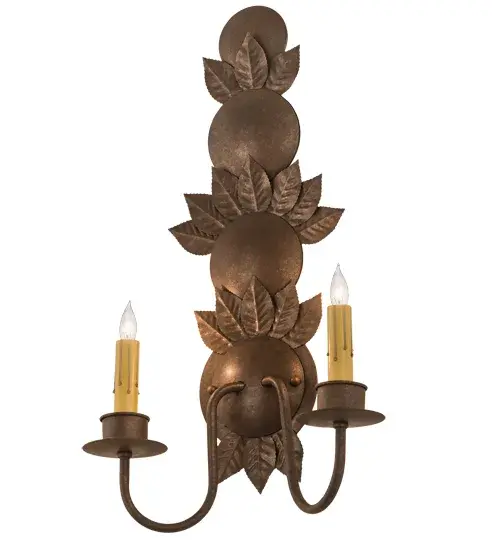 12" Wide Tole Leaf 2 LT Wall Sconce - Image 2
