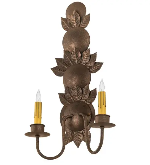 12" Wide Tole Leaf 2 LT Wall Sconce - Image 3