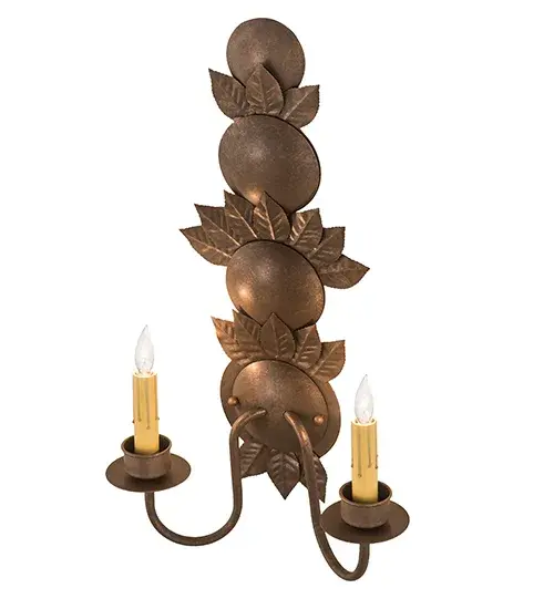 12" Wide Tole Leaf 2 LT Wall Sconce - Image 4