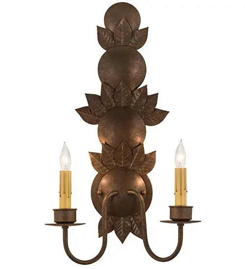 12" Wide Tole Leaf 2 LT Wall Sconce - Image 5