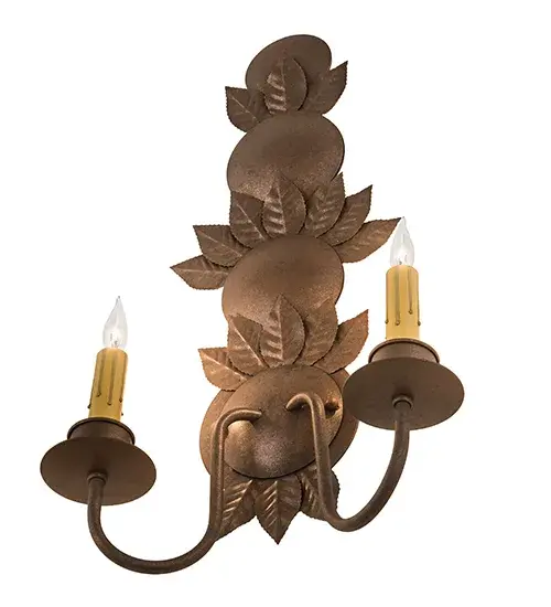 12" Wide Tole Leaf 2 LT Wall Sconce - Image 6