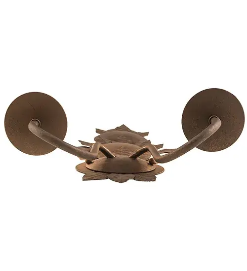 12" Wide Tole Leaf 2 LT Wall Sconce - Image 7