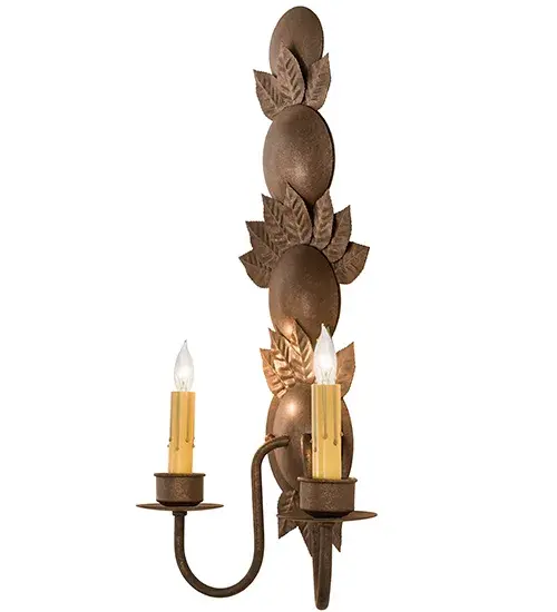 12" Wide Tole Leaf 2 LT Wall Sconce - Image 8