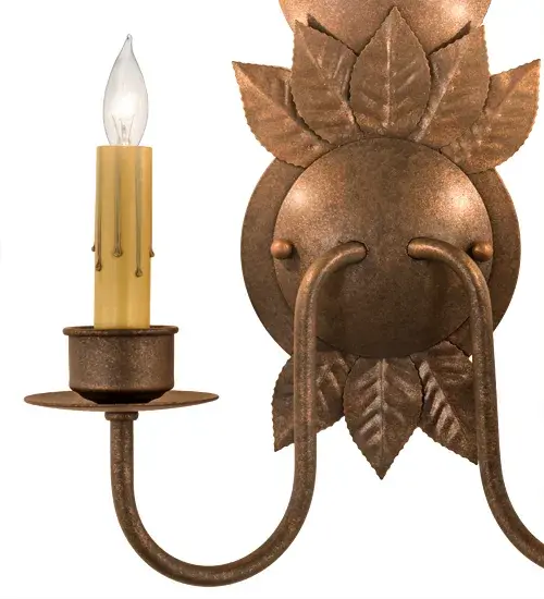 12" Wide Tole Leaf 2 LT Wall Sconce - Image 9