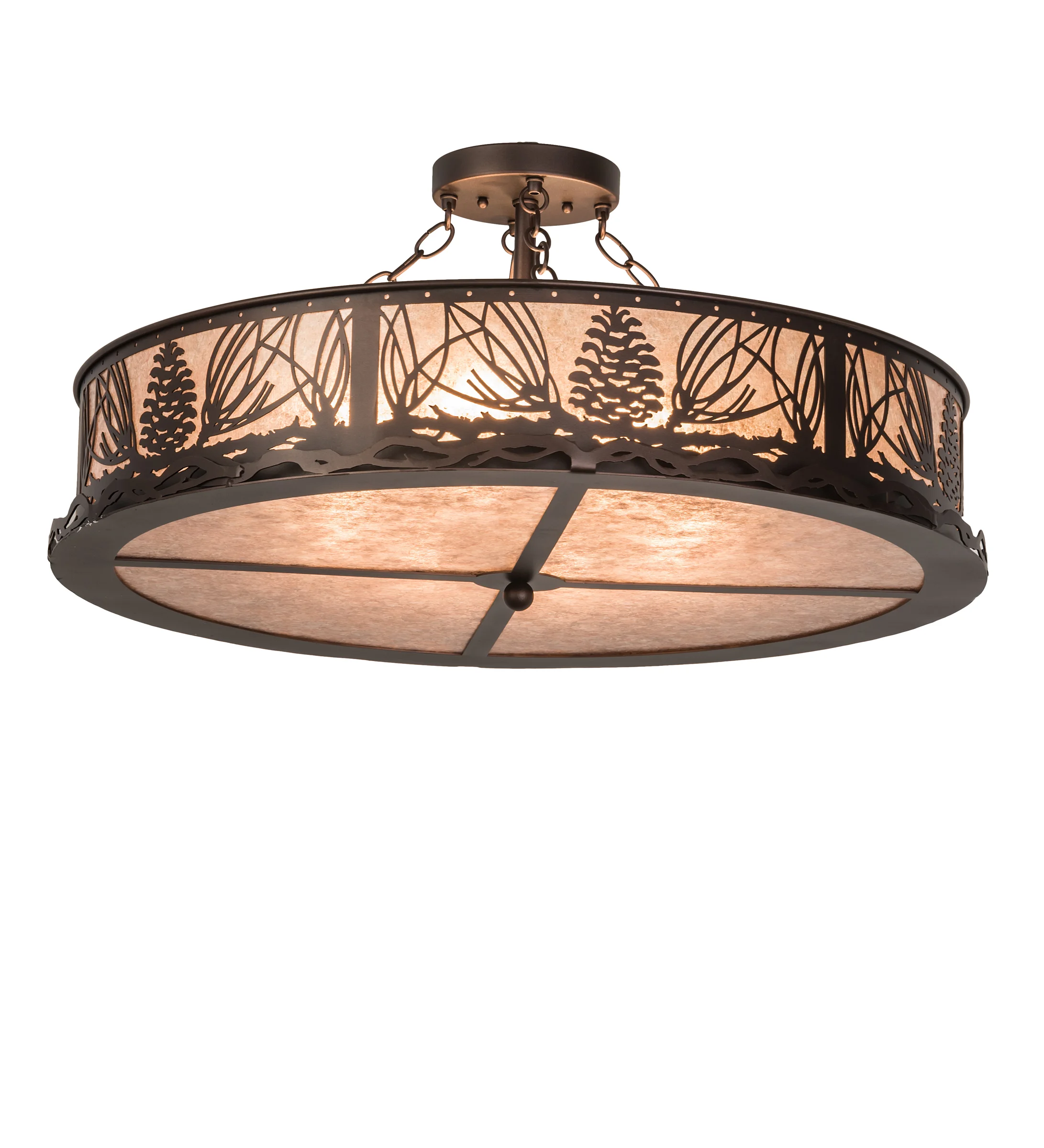 Mountain Pine Eight Light Flushmount in Mahogany Bronze