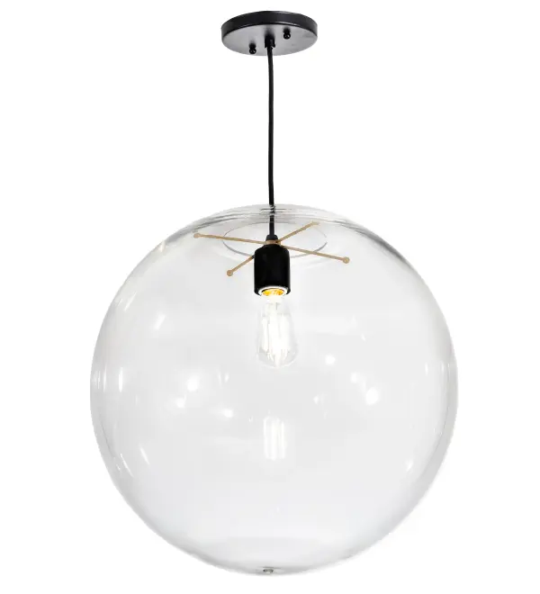 A cool contemporary look. This Bola pendant features a curvaceous Crystal Idalight orb that reveals a standard E26 base bulb. This stylish pendant is enhanced with a stunning Textured Black finish. The overall height ranges from 19 to 85 inches as the cord length can be easily adjusted in the field to accommodate your specific lighting application needs. Handcrafted by master artisans in our 180;000 square foot manufacturing facility in Yorkville; New York. Shade colors; metal finishes and sizes can be customized to meet your needs. UL and cUL listed for damp and dry locations.
