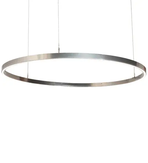 A modern sophisticated pendant featuring a spectral halo of ambient light that creates a stunning visual effect and breathtaking drama. Eliminating the power cord; our exclusive proprietary suspension system is engineered with low voltage spacecraft cables for balance; precision and a clean aesthetic. This Extreme Chrome finished solid ring reveals a Statuario Idalight diffuser. Integral LEDs deliver dimmable; robust illumination; energy savings; minimal maintenance and long life. The overall height of this pendant ranges from 8 to 72 inches as the cable length can be easily adjusted in the field to accommodate your specific lighting application needs. Custom sizes and finishes are available. - alternate view