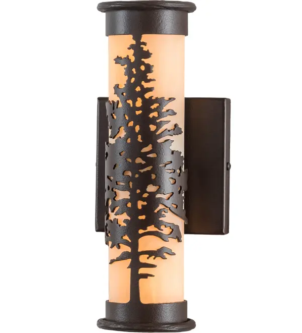 A majestic Tamarack tree is highlighted as the brilliant sun shines in the late morning sky. The curvaceous Sahara Taupe Idalight diffuser complements decorative accents, frame, and hardware featured in a Cafe Noir finish. Custom crafted by highly skilled artisans in our 180,000 square foot manufacturing facility at the foothills of the spectacular Adirondack Mountains in Upstate NY. Diffuser colors and metal finishes are customizable as each fixture is handcrafted to order. Dimmable energy efficient lamping options available. UL and cUL listed for dry and damp locations Collection: Tamarack Finish: Cafe Noir Glass: Sahara Taupe Idalight Width: 5.00" Height: 12.00" Length: 4.25" Weight: 3.50 lb Extension from Wall: 4.25" Number of Bulbs: 10 Bulb Type: BA9 Bulb Base: E12 Material: Steel Country of Origin: USA Safety Listing: Damp Safety Rating: Damp