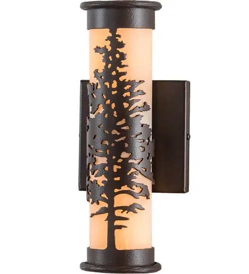 A majestic Tamarack tree is highlighted as the brilliant sun shines in the late morning sky. The curvaceous Sahara Taupe Idalight diffuser complements decorative accents, frame, and hardware featured in a Cafe Noir finish. Custom crafted by highly skilled artisans in our 180,000 square foot manufacturing facility at the foothills of the spectacular Adirondack Mountains in Upstate NY. Diffuser colors and metal finishes are customizable as each fixture is handcrafted to order. Dimmable energy efficient lamping options available. UL and cUL listed for dry and damp locations Collection: Tamarack Finish: Cafe Noir Glass: Sahara Taupe Idalight Width: 5.00" Height: 12.00" Length: 4.25" Weight: 3.50 lb Extension from Wall: 4.25" Number of Bulbs: 10 Bulb Type: BA9 Bulb Base: E12 Material: Steel Country of Origin: USA Safety Listing: Damp Safety Rating: Damp - alternate view