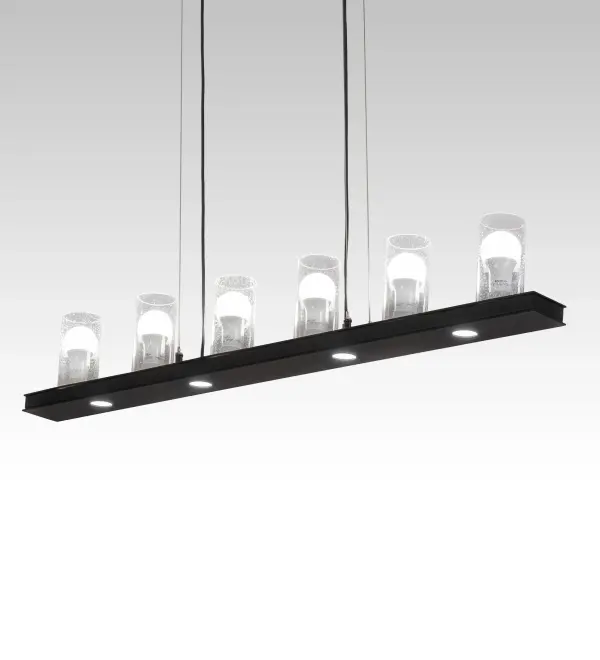 The material is Steel and Glass. The finish is Flat Black. The glass is Clear Seedy.