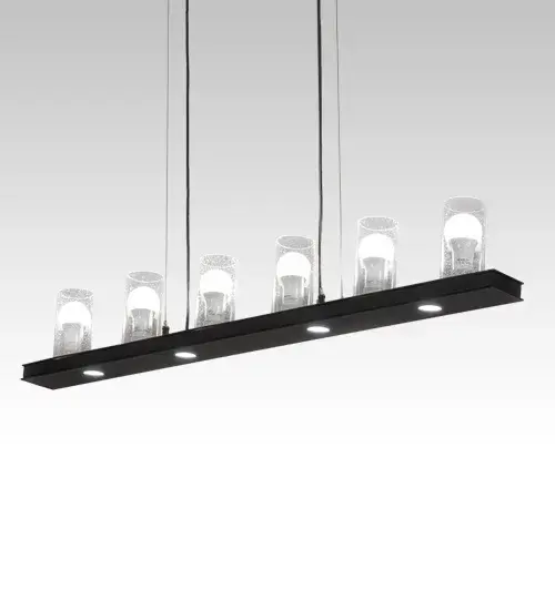 The material is Steel and Glass. The finish is Flat Black. The glass is Clear Seedy. - alternate view