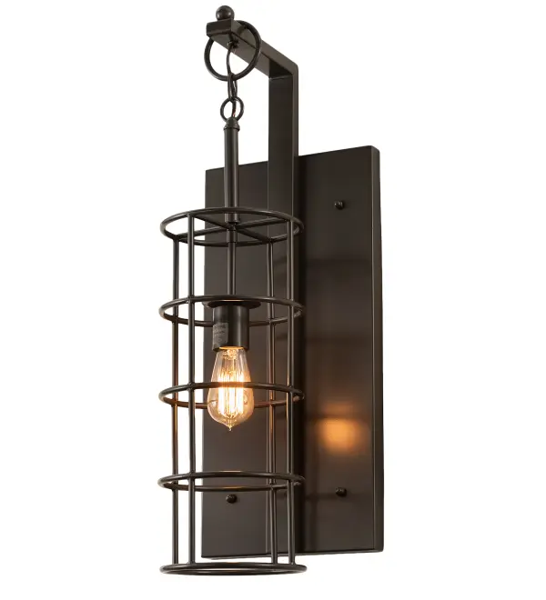 This unique nautical styled; cylindrical wall sconce features a geometric tiered frame that reveals an exposed Edison styled LED lamp displayed from within. Ketchikan features an industrial styled lighting design with hardware and accents in a Timeless Bronze finish. The Ketchikan Hanging Wall Sconce is featured in our American made; American designed handcrafted Industrial Lighting Collection. Manufactured in Yorkville; New York. UL and cUL listed for dry and damp locations.