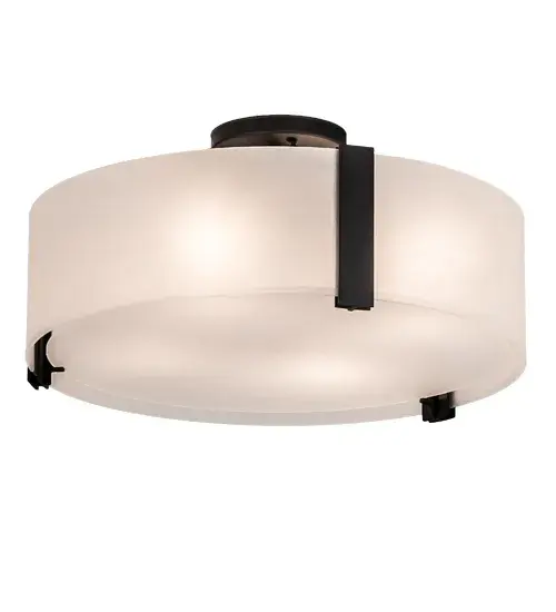 This stunning lighting fixture seamlessly blends a modern aesthetic with a minimalist design. The ceiling fixture features an alluring Contrail Mist Idalight shade; complemented by a matching bottom diffuser. The fixture is enhanced with hardware and decorative accents in an Oil Rubbed Bronze finish. The fixture can illuminate a dining table or living area in homes; lounges; and restaurants. The Cilindro Flush Mount is part of our American-made; American-designed; handcrafted Modern Lighting Collection; which is manufactured in Yorkville; New York. The fixture is UL and cUL listed for dry and damp locations. - alternate view