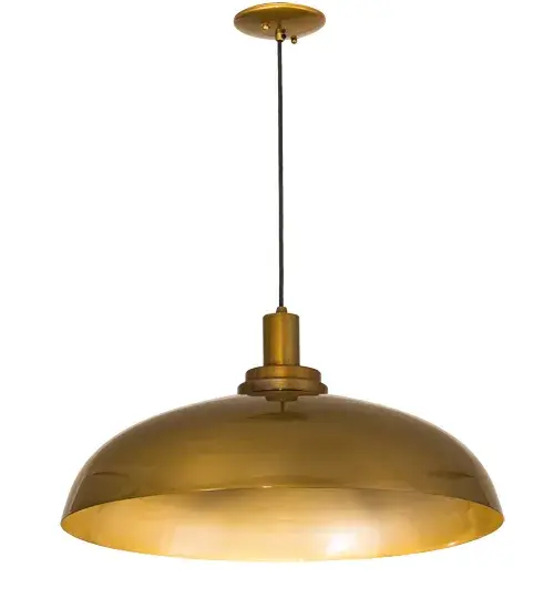 A cool curvaceous styled pendant; Gravity features a dome-shaped shade highlighted in a stunning Brass Tinted finish. The richly appointed exterior and matching interior result in a warm; burnished glow. Handcrafted by highly skilled artisans in our 180;000 square foot manufacturing facility in Yorkville; NY. The pendant has an overall height which can be adjusted easily from 45 to 85 inches. This pendant is offered with custom styles; finishes and sizes. Dimmable energy efficient lamping options. The 23 inch wide pendant is UL and cUL listed for dry and damp locations. - alternate view
