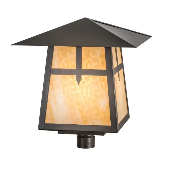 This handsome post mount is constructed for interior and exterior applications. A stunning Craftsman Signature Stillwater design statement is captured with a dramatic profile featuring a unique Cross Mission design. The fixture can be mounted to columns; posts; and decks while providing beautiful ambient lighting in timber frame homes; modern farmhouses; and other spaces from Traverse City; Michigan; to Lake Tahoe; Nevada; to Lake Geneva; Wisconsin. The Beige Art Glass diffuser is enhanced with a frame and hardware featured in a Timeless Bronze finish. The Stillwater Cross Mission Post Mount is included in our American-made; American-designed; handcrafted Craftsman Signature Series and manufactured in Yorkville; New York. UL and cUL listed for dry; damp; and wet locations. Our Build Your Own Craftsman Signature Series features unlimited combinations of styles; functions; sizes; and finishes.