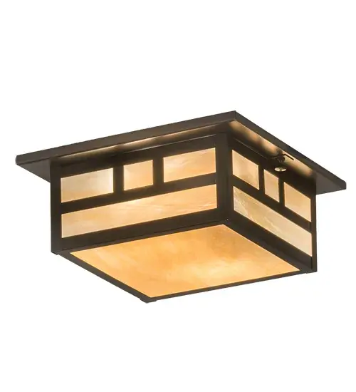 Custom-made from Solid Brass; this ceiling fixture features a stunning Craftsman design statement; captured in a dramatic Mission-style profile and a Double-Bar straight-line design. The Beige Iridescent Glass diffuser is enhanced with a frame and hardware in a Craftsman Brown finish. The ceiling fixture is ideal for illuminating corridors and entryways in timber homes; modern farmhouses; and other spaces. The Hyde Park Double Bar Mission Flush Mount is included in our American-made; American-designed; handcrafted Craftsman Signature Series and manufactured in Yorkville; New York. UL and cUL listed for dry and damp locations. Our Build Your Own Craftsman Signature Series features unlimited combinations of styles. The collection is called Build Your Own because it is fully configurable and customizable from size and design to finish and lens color. Marine-grade; solid brass; or copper raw materials are utilized to ensure items from the Craftsman Signature Series of outdoor and indoor lighting will stand the test of time; as these premium metals are impervious to most types of oxidation. Hand-applied Patina finishes on brass and copper are sealed with a clear varnish and over time; may require gentle maintenance; such as wax; to delay or reverse the natural living finish attributes indicative of this finishing process. Patina finishes on brass and copper provide strong resistance to fading from sun exposure; will not chip or crack; and will not rust like a steel-framed item in the same conditions. Choose from many style options; or send us your concept today! Call today to learn how to use our website's configuration tool to get an instant item number! - alternate view