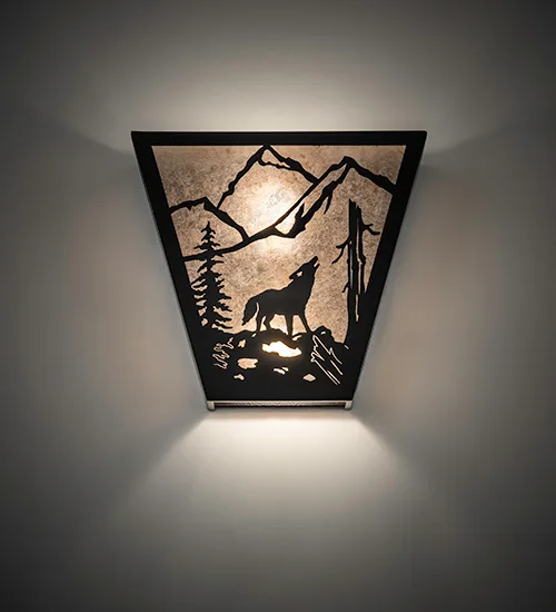 13" Wide Wolf on the Loose Wall Sconce