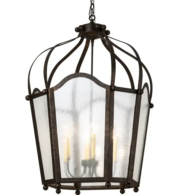 Utilizing a blend of timeless craftsmanship and classic design; the ever-popular Citadel brings home unsurpassed quality and shapely appeal. Evoking a dramatic effect; beautiful ambient light is projected through Clear Seeded Glass which reveals 6 Amber faux candlelights featured within this pendant. Citadel is enhanced with a dramatic frame and ballpoint accents featured in a Golden Bronze finish. The overall height of this pendant ranges from 46.5 to 93.5 inches as the chain length can be easily adjusted in the field to accommodate your specific lighting application needs. The fixture is handcrafted in our 180;000 square foot manufacturing facility in Yorkville; NY. Custom options available. UL and cUL listed for dry and damp locations.