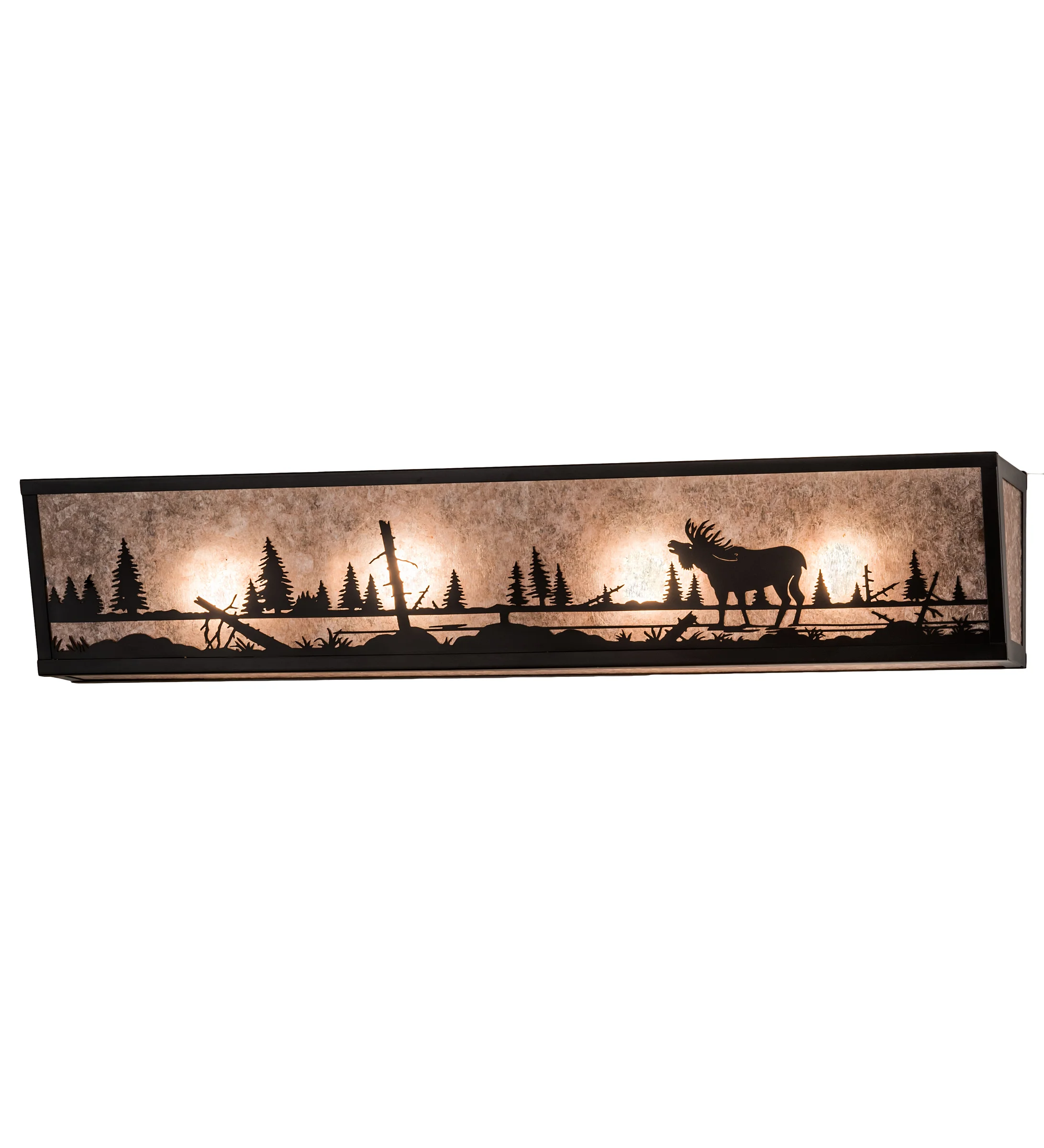 Moose At Lake Four Light Vanity in Craftsman Brown