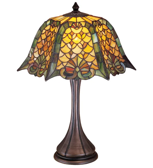 21"H Duffner & Kimberly Shell & Diamond Table Lamp