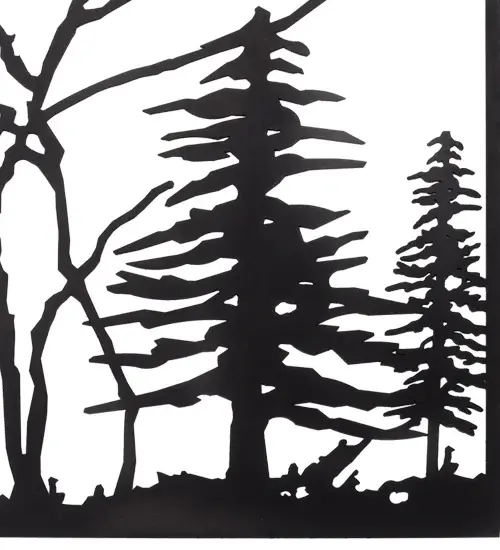 This stunning; decorative railing features beautiful Tall Pine trees growing among the woodlands. The fixture; which is built for interior and exterior spaces; displays this exquisite metal motif in a Solar Black finish. The Tall Pines Railing is included in our American-made; American-designed; handcrafted Nature Inspired Collection; which is manufactured in Yorkville; New York. Upstate New York's adventurous playland; known as the Adirondack Mountains; with its many breathtaking forests; lakes; and rivers; is the spiritual birthplace of Meyda and inspires our rustic-themed collections. - alternate view