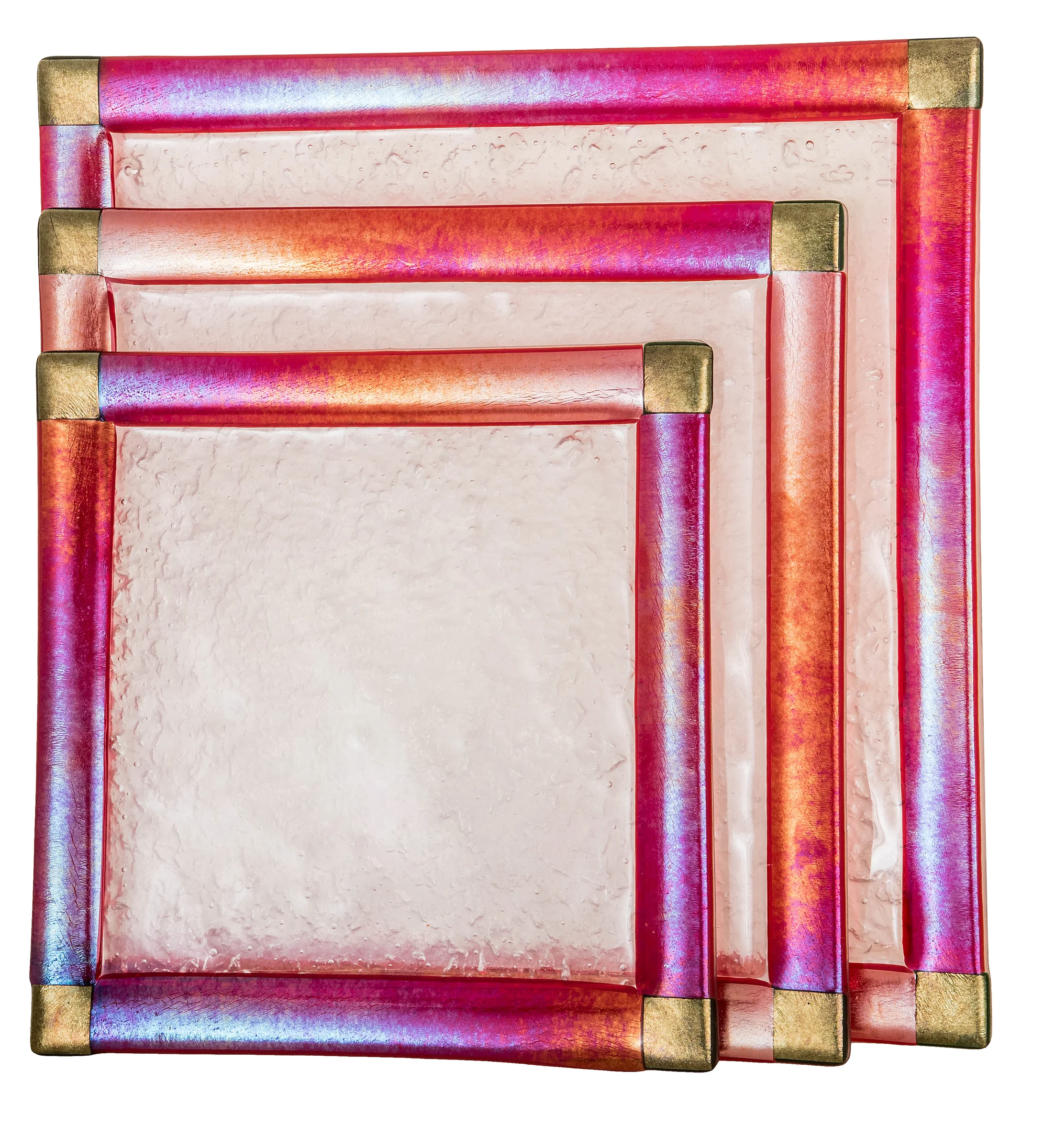 Metro Fusion 3 Pieces Serving Tray Set in Clear/Red/Green