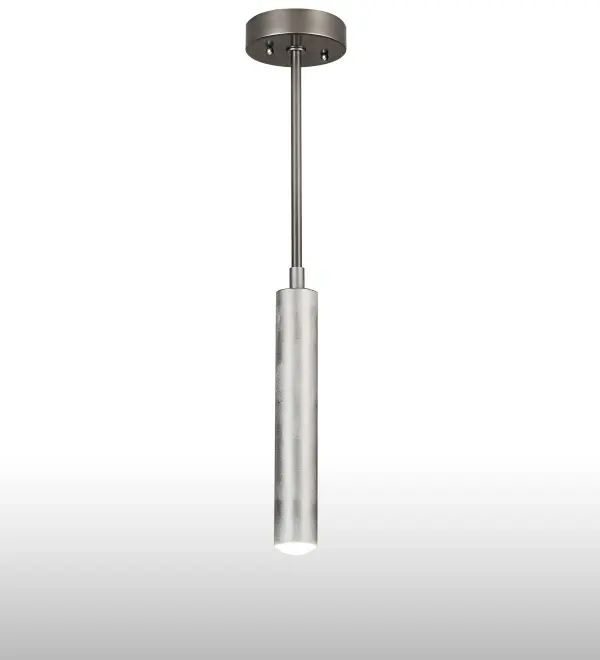 Minimalist styling comes to light with this mini pendant. This sleek pendant is crafted from a 2-inch wide aluminum tube with a Statuario Idalight lens. The diffuser is complemented with Nickel powder coated hardware that includes a round 5-inch canopy. Align this mini pendant in multiples to make a dramatic showering design statement. Handcrafted by highly skilled artisans in our 180;000 square foot manufacturing facility in Yorkville; New York. A wide range of custom choices includes various designs; colors; sizes and dimmable energy efficient lamping options. UL and cUL listed for damp and dry locations.