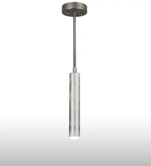 Minimalist styling comes to light with this mini pendant. This sleek pendant is crafted from a 2-inch wide aluminum tube with a Statuario Idalight lens. The diffuser is complemented with Nickel powder coated hardware that includes a round 5-inch canopy. Align this mini pendant in multiples to make a dramatic showering design statement. Handcrafted by highly skilled artisans in our 180;000 square foot manufacturing facility in Yorkville; New York. A wide range of custom choices includes various designs; colors; sizes and dimmable energy efficient lamping options. UL and cUL listed for damp and dry locations. - alternate view