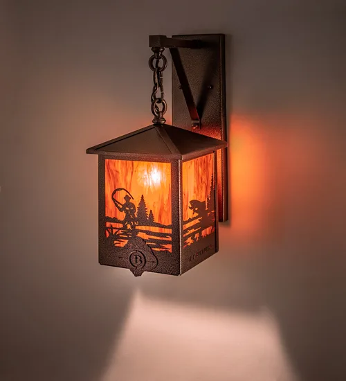 8" Square Boulders Personalized Hanging Wall Sconce