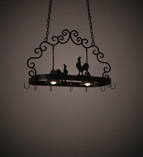 35" Long Poulet 2 Light Pot Rack