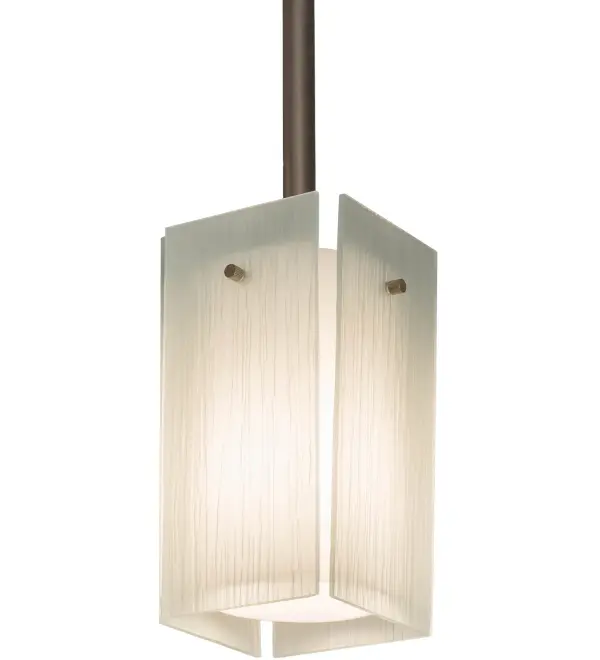 Invite architectural lighting into a home, retailer, restaurant, or hotel with our stunning Quadrato Mini Pendant. Rendering a lovely architectural look, this structural cube-like design features Frosted Rainy Glass panels that surround a White Glass cylinder diffuser. The Brass hardware is featured in a Brushed Nickel finish. Line up a group of these mini pendants above a bar, kitchen island, counter, or dining table to make a stunning design statement. Perfect for homes, hotels, and restaurants across the nation, from Rochester, New York, to Cleveland, Ohio, to Boise, Idaho. The Quadrato Mini Pendant is included in our American-made, American-designed, handcrafted Transitional Collection and manufactured in Yorkville, New York. UL and cUL listed for dry and damp locations. Collection: Quadrato Finish: Brushed Nickel Glass: White Glass Cylinder/Frosted Rainy Glass Width: 5.50" Height: 39.00" Length: 5.50" Weight: 3.50 lb Number of Bulbs: 1 Maximum Wattage: 60.00 W Bulb Type: T10 Bulb Base: E26 Material: Brass Country of Origin: USA Safety Listing: Damp Safety Rating: Damp