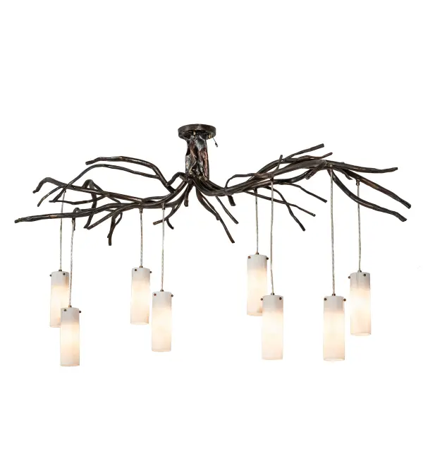 Like the branches of a wise old tree asleep in the cold winter woods; the Winter Solstice Cilindro Chandelier is an abstract expression of light that is perfectly poetic. Meticulous architectural details abound with Dark Burnished Antique Copper branches hibernating until the light from 8 Whitestone Idalight Cylindres provide a warm; friendly embrace. Ideal for illuminating billiard/dining tables; islands; counters; and bars. Custom crafted in our 180;000 square foot manufacturing facility in Yorkville; New York. Custom options; including special sizes; finishes; styles are offered. Dimmable energy efficient lamping available. UL and cUL listed for dry and damp locations.