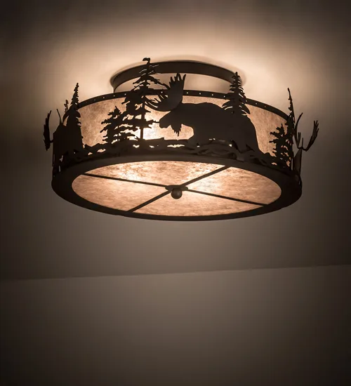 24" Wide Moose at Dusk Flushmount