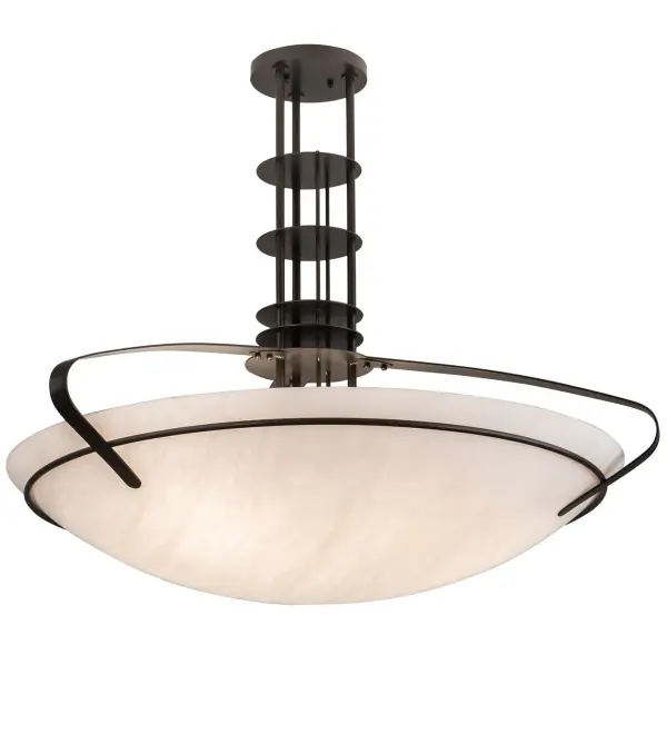 The material is Steel and Idalight. The finish is Bronze. The acrylic diffuser is Whitestone Idalight. Collection: Sadie Finish: Bronze Glass: Whitestone Idalight Width: 40.00" Height: 31.00" Length: 40.00" Weight: 22.00 lb Extension from Wall: 7.00" Number of Bulbs: 6 Maximum Wattage: 12.00 W Bulb Type: A19 Bulb Base: E26 Light Source: LED Material: Steel Country of Origin: USA Safety Listing: Damp Safety Rating: Damp LED