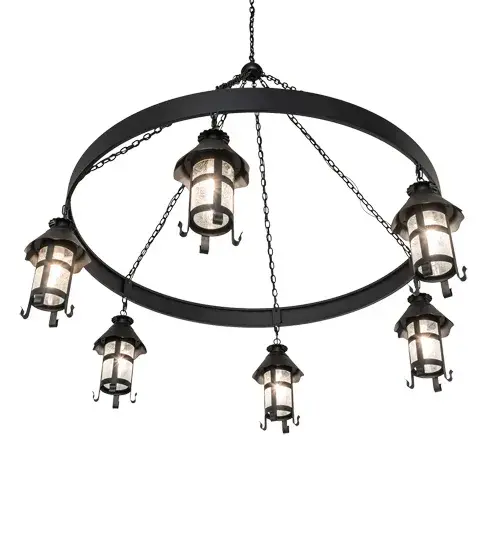 66" Wide Rutland 6 Lantern Chandelier - Image 6