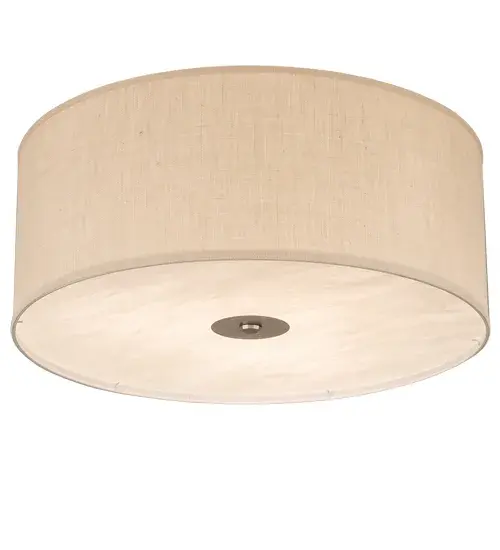 Designed with a curved profile and a clean architectural look. This appealing and versatile ceiling fixture defines a sophisticated aesthetic. This Cilindro ceiling fixture features an Eggshell Textrene shade which is enhanced with an Angelwing Idalight bottom diffuser. The hardware is offered in a Nickel powder coat finish. Custom crafted by highly skilled artisans in our 180,000 square foot manufacturing facility in Yorkville, NY. Diffuser colors, sizes and metal finishes can be customized to meet your needs. UL and cUL listed for dry and damp locations however we do not recommend installing it in spaces that experience a large amount of moisture due to the fabric shade. Collection: Cilindro Finish: Nickel Powder Coat Glass: Eggshell Textrene And Angelwing Idalight Width: 30.00" Height: 14.00" Length: 30.00" Weight: 8.50 lb Number of Bulbs: 3 Maximum Wattage: 12.00 W Bulb Type: A19 Bulb Base: E26 Light Source: LED Material: Steel Country of Origin: USA Safety Listing: Dry Safety Rating: Damp LED - alternate view