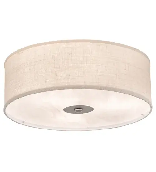 Designed with a curved profile and a clean architectural look. This appealing and versatile ceiling fixture reveals a sophisticated aesthetic. The Cilindro features an Eggshell Textrene shade enhanced with an Angelwing Idalight bottom diffuser. The hardware is finished in a Nickel powder coat. Custom crafted by highly skilled artisans in our 180;000 square foot manufacturing facility in Yorkville; New York. Custom sizes; finishes and diffuser colors available. UL and cUL listed for dry and damp locations however we do not recommend installing it in spaces that experience a large amount of moisture due to the fabric shade. - alternate view