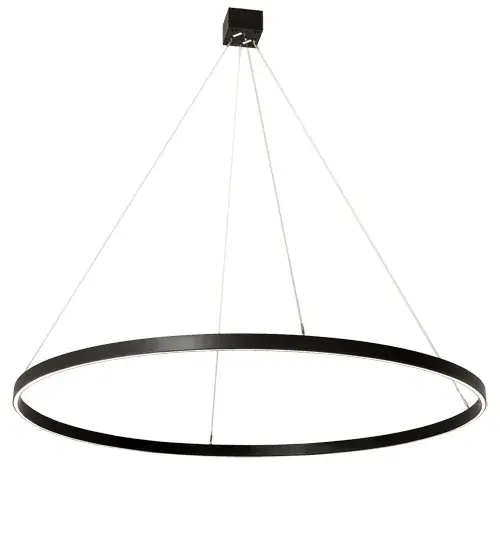 A modern sophisticated pendant featuring a spectral halo of ambient light. Eliminating the power cord; our exclusive proprietary suspension system is engineered with low voltage spacecraft cables for balance and precision. This Blackwash finished ring reveals a Statuario Idalight diffuser. Integral LEDs deliver dimmable; robust illumination; energy savings; minimal maintenance and long life. The overall height ranges from 36 to 172 inches as the cable length can be easily adjusted in the field to accommodate your specific lighting application needs. Handcrafted by skilled artisans in our 180;000 square foot manufacturing facility in Yorkville; New York. Available in a wide range of custom choices including various finishes and sizes. - alternate view