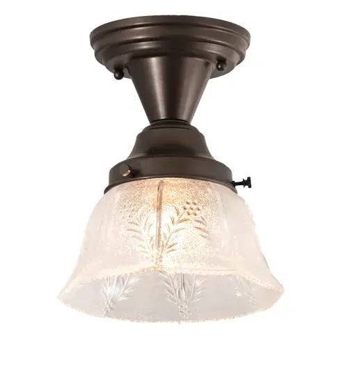 Step back in time with a traditional glass; fit and finish. Reminiscent of lighting fixtures from the early 1900s. The Revival Summer Wheat ceiling fixture features a Clear Textured Revival Glass shade offering an authentic historic look to complement any room or space. Craftsman Brown finished hardware and accents make this piece a timeless treasure. Handcrafted in our 180;000 square foot manufacturing facility in Yorkville; New York. A wide range of custom choices includes various designs; finishes; and sizes. Dimmable energy efficient lamping options offered. UL and cUL listed for dry and damp locations. - alternate view