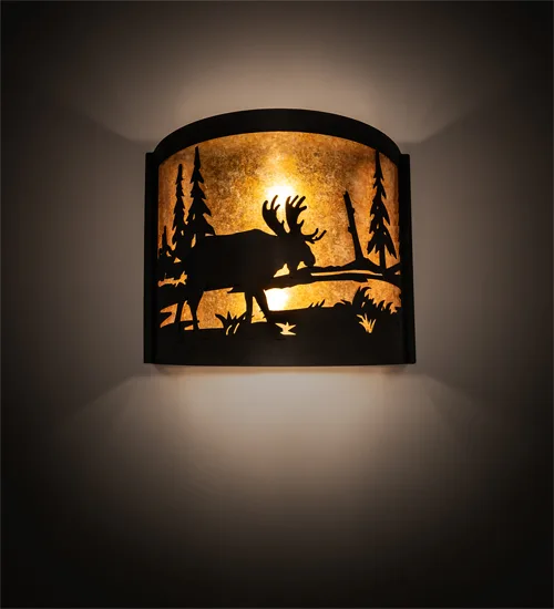 15" Wide Moose at Lake Wall Sconce