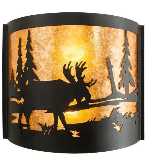 15" Wide Moose at Lake Wall Sconce - Image 5