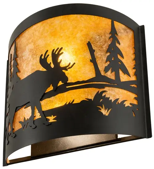 15" Wide Moose at Lake Wall Sconce - Image 6
