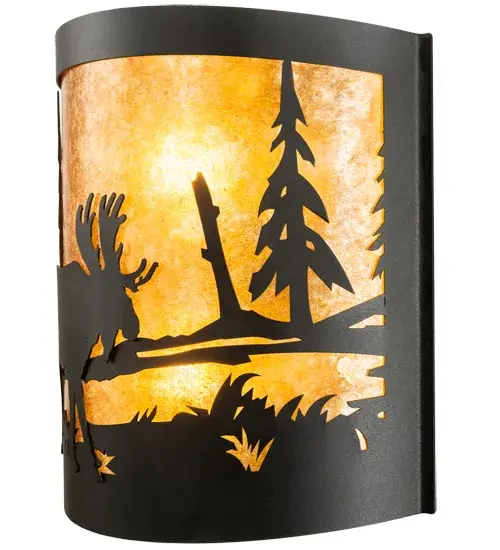 15" Wide Moose at Lake Wall Sconce - Image 7