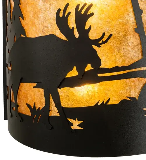 15" Wide Moose at Lake Wall Sconce - Image 9