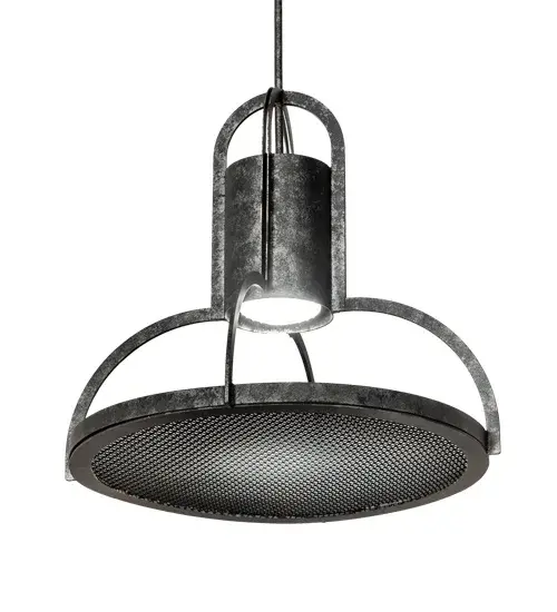 Industrial styling at its best. The Butler Pendant features a Weave-Tex mesh diffuser and a cylindrical downlight above. The fixture features a Smoke and Solar Black finish. Handcrafted by skilled artisans in our 180,000 square foot manufacturing facility in Yorkville, New York. The diffuser materials and colors, metal finishes and fixture size can be customized to your needs. UL and cUL listed for dry and damp locations. Collection: Butler Weave-Tex Finish: Solar Black Mesh/Smoke Glass: Black Glass Width: 20.00" Height: 68.00" Length: 20.00" Weight: 10.00 lb Extension from Wall: 9.00" Number of Bulbs: 1 Maximum Wattage: 10.50 W Bulb Type: PAR30L Bulb Base: E26 Light Source: LED Material: Steel Country of Origin: USA Safety Listing: Damp Safety Rating: Damp LED